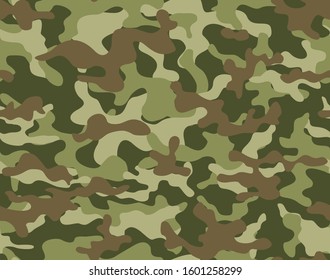 
Stylish camouflage pattern with brown spots on a green background for hunting and fishing. Vector.