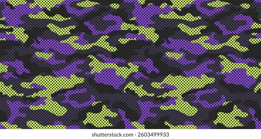 Stylish camouflage pattern, seamless pattern with grid. Vector military pattern for clothing design.