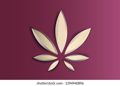 Stylish cannabis marijuana hemp leaf flat symbol or logo design. Cannabis silhouette ecology logo. Hemp emblem for the logo design packaging of goods, food, for the creation of printed products