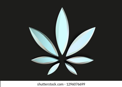 Stylish cannabis marijuana hemp leaf flat symbol or logo design. Cannabis silhouette ecology logo. Hemp emblem for the logo design packaging of goods, food, for the creation of printed products