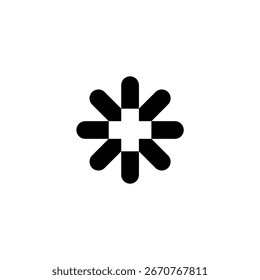 Um logotipo elegante "Capsule Plus". Este design geométrico moderno apresenta uma cruz cercada por cápsulas, transmitindo uma mistura de saúde, tecnologia e elegância futurista.