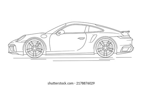 Stylish Car Outline Blueprint Isolated On Stock Vector (Royalty Free ...