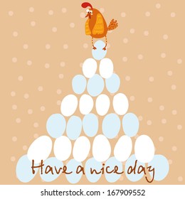 Stylish card with cute chicken for good mood