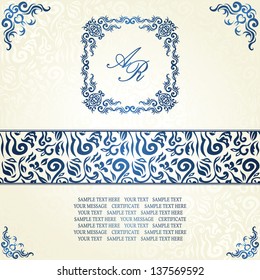 Stylish card with a floral ribbon, frame and place for text
