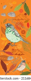 Stylish card in the vector with birds.