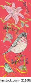 Stylish card in the vector with birds.