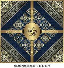 Stylish card with vintage pattern and frame. Original design