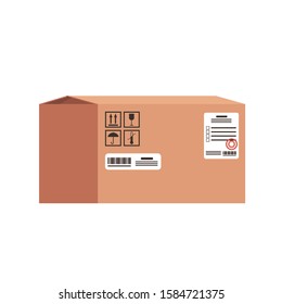 Stylish cardboard box. Convenient packaging for mail. Isolated on a white background