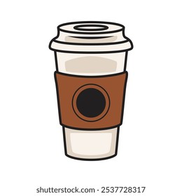 Stylish Cardboard Cup of Coffee Clip Art for Cafe Designs