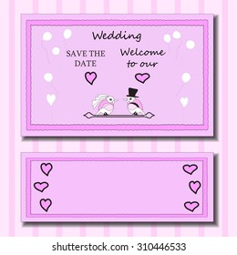 Stylish cards with decorative elements and flowers. Can be used for wedding invitations, birthday cards. Vintage design