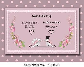 Stylish cards with decorative elements and flowers. Can be used for wedding invitations, birthday cards. Vintage design