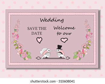 Stylish cards with decorative elements and flowers. Can be used for wedding invitations, birthday cards. Vintage design