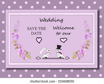 Stylish cards with decorative elements and flowers. Can be used for wedding invitations, birthday cards. Vintage design