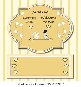 Stylish cards with decorative elements and flowers. Can be used for wedding invitations, birthday cards. Vintage design