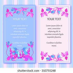 Stylish cards with decorative elements and flowers. Can be used for wedding invitations, birthday cards. Vintage design
