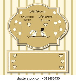 Stylish cards with decorative elements and flowers. Can be used for wedding invitations, birthday cards. Vintage design