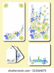 Stylish cards with decorative elements and flowers. Can be used for wedding invitations, birthday cards. Vintage design