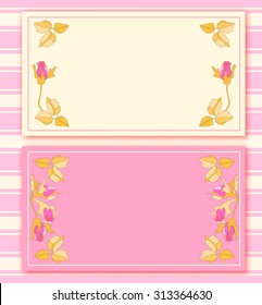Stylish cards with decorative elements and flowers. Can be used for wedding invitations, birthday cards. Vintage design