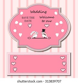 Stylish cards with decorative elements and flowers. Can be used for wedding invitations, birthday cards. Vintage design