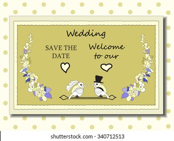 Stylish cards with decorative elements and flowers. Can be used for wedding invitations, birthday cards. Vintage design