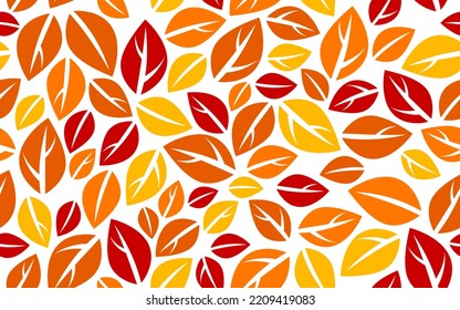Stylish cartoon autumn leaves seamless vector pattern, endless wallpaper or textile swatch with tree floral, red fall life theme.