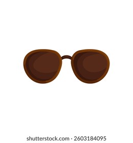 A stylish cartoon illustration of sunglasses with dark lenses and a brown frame, perfect for summer, beach, vacation, and fashion-themed designs. Cartoon Sunglasses Illustration with Dark Lenses