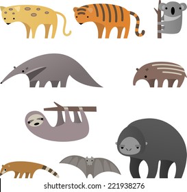 Stylish cartoon Jungle animals vector illustration.