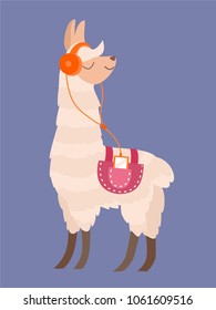 Stylish cartoon lama. Vector illustration.