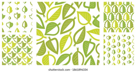 La caricatura estilizada deja un conjunto de patrones vectoriales sin fisuras, un papel pintado inagotable o una muestra textil con una colección de imágenes con el tema de la vida de primavera verde y floral.
