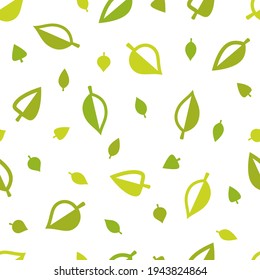 Stylish cartoon leaves seamless vector pattern, endless wallpaper or textile swatch with tree floral, green spring life theme.