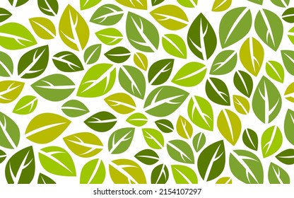 Stylish cartoon leaves seamless vector pattern, endless wallpaper or textile swatch with tree floral, green spring life theme.