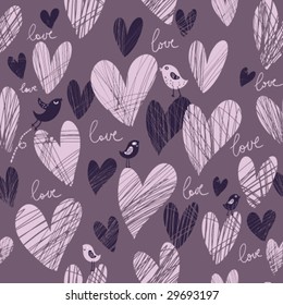 Stylish cartoon love pattern in vector