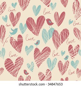 Stylish cartoon love pattern in vector