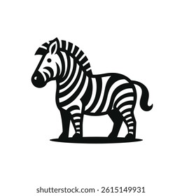 Stylish Cartoon-Style Zebra Vector Icon