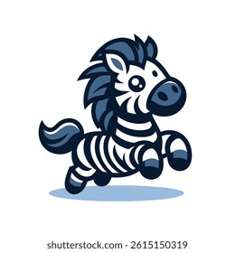Stylish Cartoon-Style Zebra Vector Icon