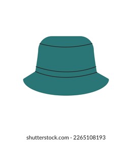 Stylish casual hat. Fashionable panama, hipster summer headgear isolated white background. Vector cartoon illustration