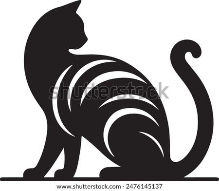 Stylish Cat Logo Iconic Silhouette in Vector Art Illustration