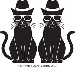 stylish cat silhouette vector art illustration