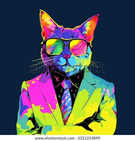 A stylish cat wearing sunglasses and a suit