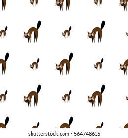 Stylish cats pattern on a white background. Vector illustration texture