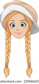 A stylish Caucasian woman with braided hairstyle wearing a hat in a vector cartoon illustration