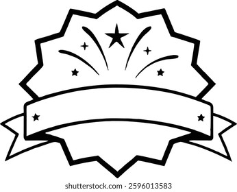 A stylish **celebration spark medallion silhouette illustration**, featuring a radiant burst of sparks in a circular design. Perfect for festive themes, awards, achievements, and decorative elements 