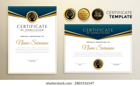 stylish certificate of apreciation template set of two