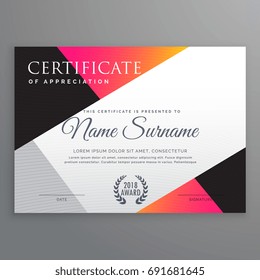 stylish certificate design template with minimal poly shapes