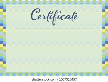Stylish certificate template on a geometric background made of squares