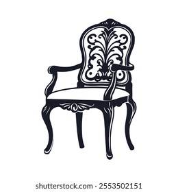 Stylish Chair Silhouette Vector Icon Illustration