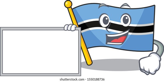 Stylish character botswana cartoon flag with a board in his hand