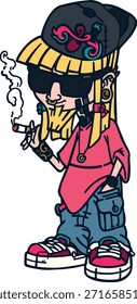 CARÁCTER ELEGANTE CON GORRA Y GAFAS