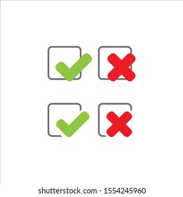 stylish check mark and X icon vector. Yes No true false symbol logo