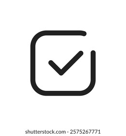 A stylish checkmark icon symbolizing approval, success, and achievement, perfect for design projects. It features editable strokes for easy customization, enhancing its versatility and usability